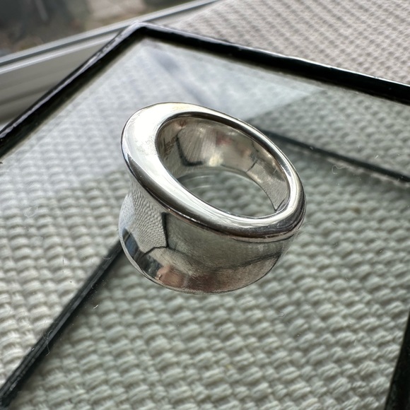 950 Milor Italy  concave sterling silver ring - Picture 3 of 5